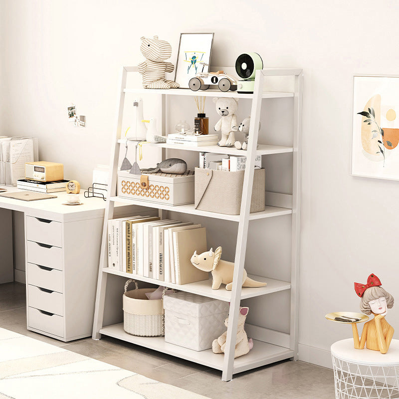 Engineered Wood Bookcase Ladder Contemporary Bookshelf with Shelves