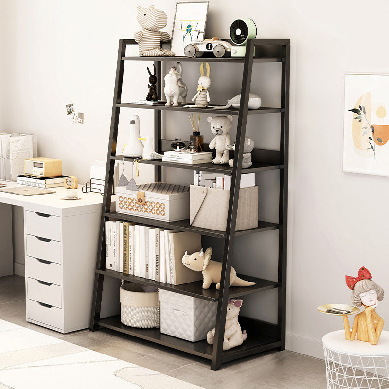 Engineered Wood Bookcase Ladder Contemporary Bookshelf with Shelves