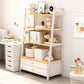 Engineered Wood Bookcase Ladder Contemporary Bookshelf with Shelves