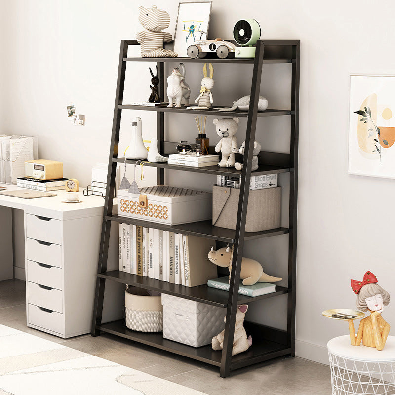 Engineered Wood Bookcase Ladder Contemporary Bookshelf with Shelves