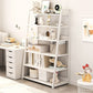 Engineered Wood Bookcase Ladder Contemporary Bookshelf with Shelves