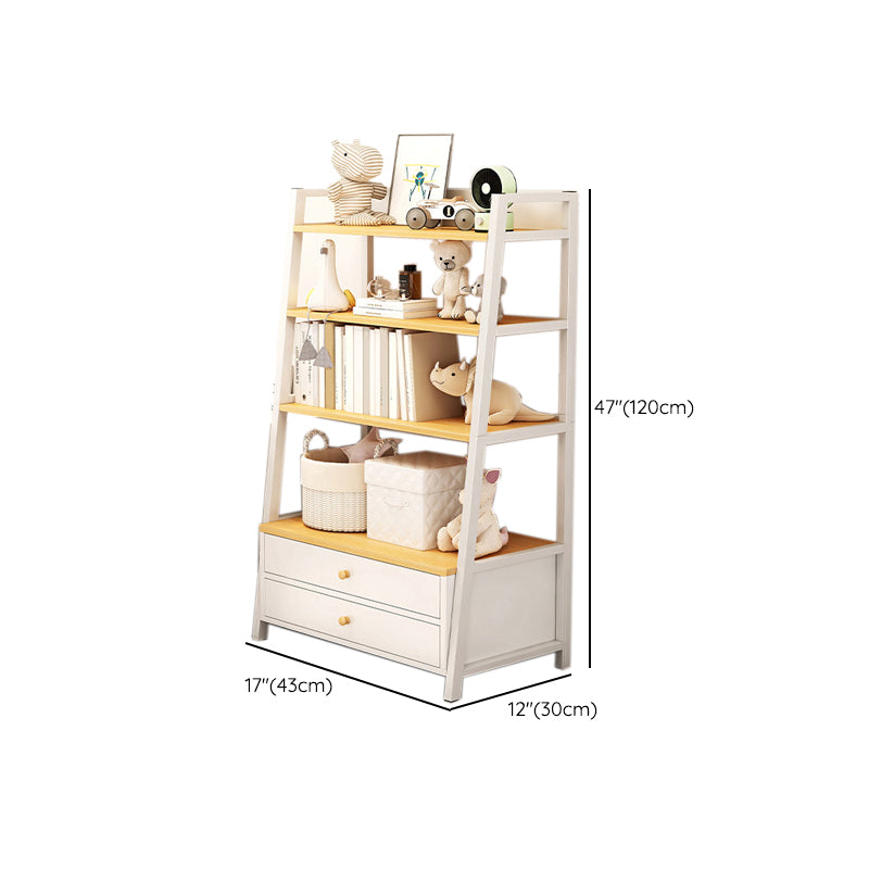 Engineered Wood Bookcase Ladder Contemporary Bookshelf with Shelves