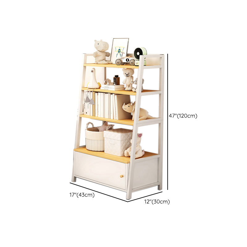 Engineered Wood Bookcase Ladder Contemporary Bookshelf with Shelves