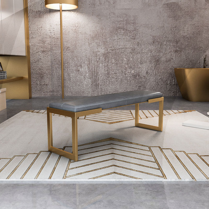 Contemporary Upholstered Bench Bedroom Rectangle Bench with Metal Legs 39.5"L x 12"W x 18"H Gray Clearhalo 'Benches' 'Chairs & Seating' 'furn' 'furn_benches' 'Furniture' 'Living Room Furniture' 6570855