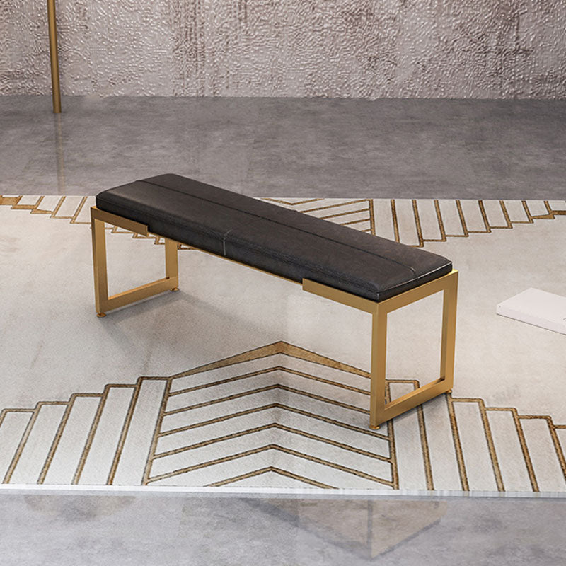 Contemporary Upholstered Bench Bedroom Rectangle Bench with Metal Legs Black Clearhalo 'Benches' 'Chairs & Seating' 'furn' 'furn_benches' 'Furniture' 'Living Room Furniture' 6570864