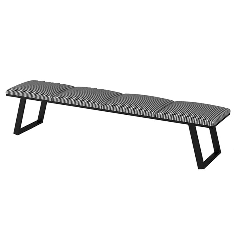 Mid-Century Modern Upholstered Bench Bedroom Rectangle Seating Bench with Legs 63"L x 14"W x 18"H Black White Black Clearhalo 'Benches' 'Chairs & Seating' 'furn' 'furn_benches' 'Furniture' 'Living Room Furniture' 6570890
