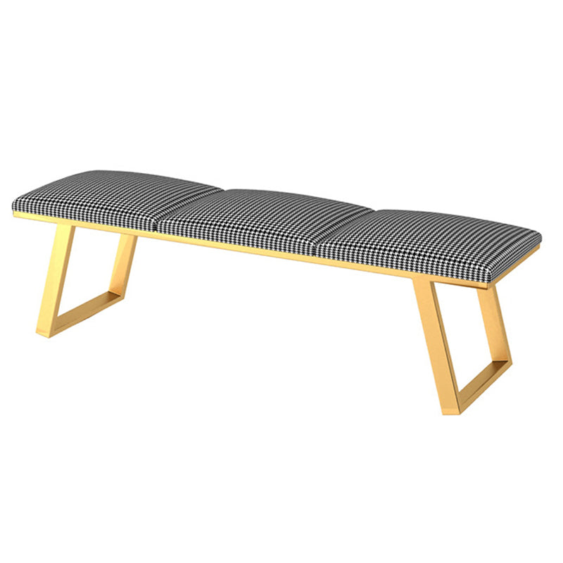 Mid-Century Modern Upholstered Bench Bedroom Rectangle Seating Bench with Legs 47"L x 14"W x 18"H Black White Gold Clearhalo 'Benches' 'Chairs & Seating' 'furn' 'furn_benches' 'Furniture' 'Living Room Furniture' 6570901