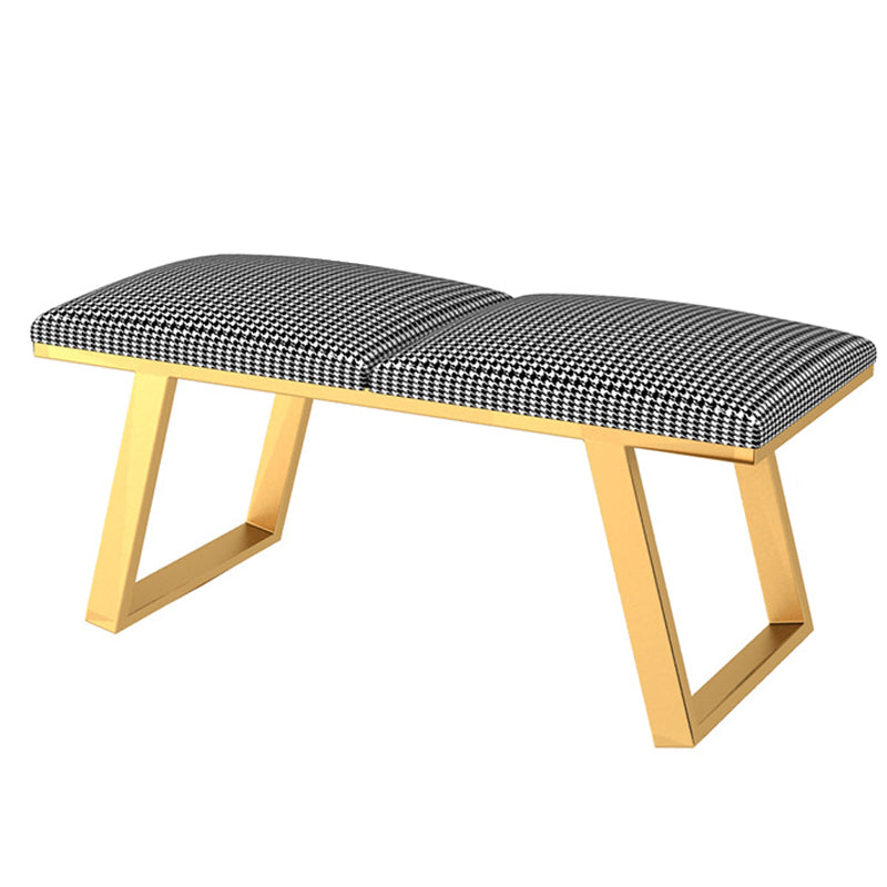 Mid-Century Modern Upholstered Bench Bedroom Rectangle Seating Bench with Legs 31"L x 14"W x 18"H Black White Gold Clearhalo 'Benches' 'Chairs & Seating' 'furn' 'furn_benches' 'Furniture' 'Living Room Furniture' 6570903