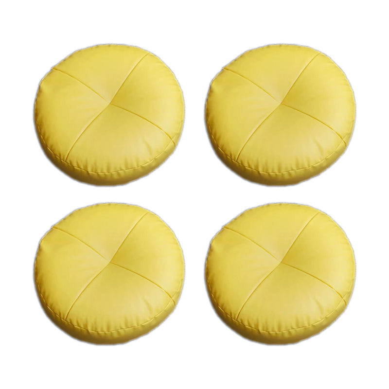 Modern Pouf Ottoman Leather Upholstered Solid Color Round Ottoman Yellow 4 Piece Set Clearhalo 'furn' 'furn_ottomans_poufs' 'Furniture' 'Living Room Furniture' 'Ottomans & Poufs' 'ottomans_poufs' 6572341