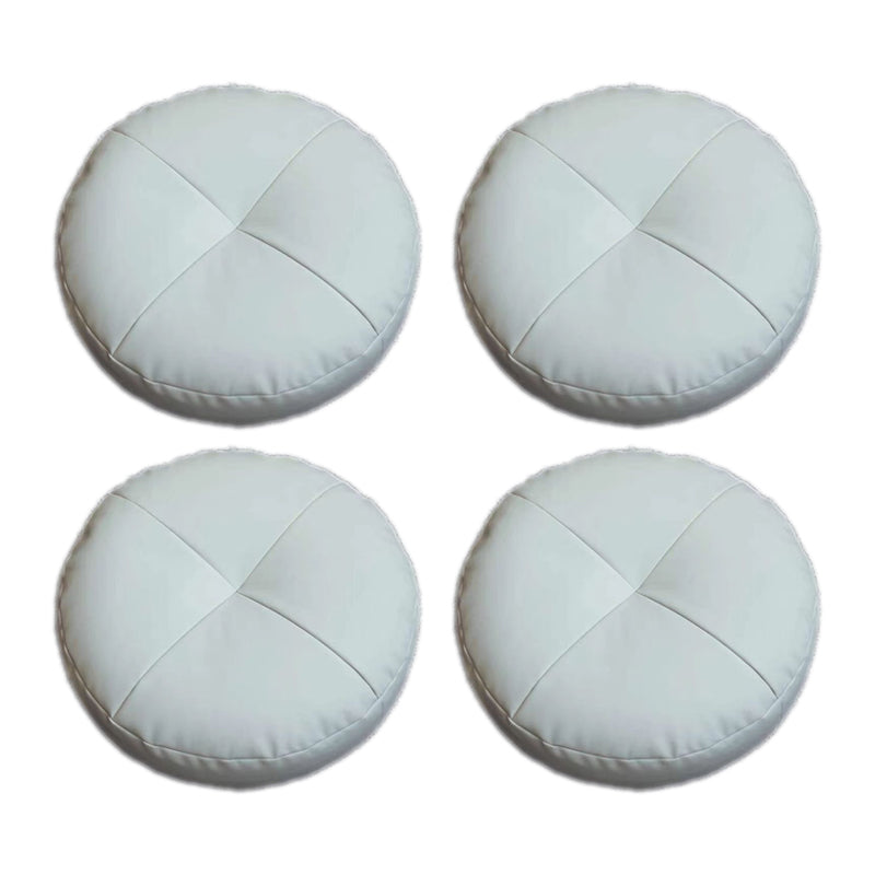 Modern Pouf Ottoman Leather Upholstered Solid Color Round Ottoman Light Gray 4 Piece Set Clearhalo 'furn' 'furn_ottomans_poufs' 'Furniture' 'Living Room Furniture' 'Ottomans & Poufs' 'ottomans_poufs' 6572353