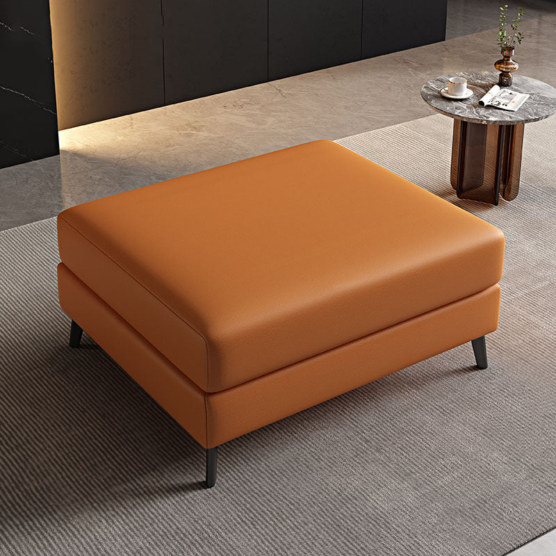 Rectangular Contemporary Ottoman Leather Foot Stool with Black Legs 24"L x 24"W x 16"H Orange 1 Piece Clearhalo 'furn' 'furn_ottomans_poufs' 'Furniture' 'Living Room Furniture' 'Ottomans & Poufs' 'ottomans_poufs' 6572356