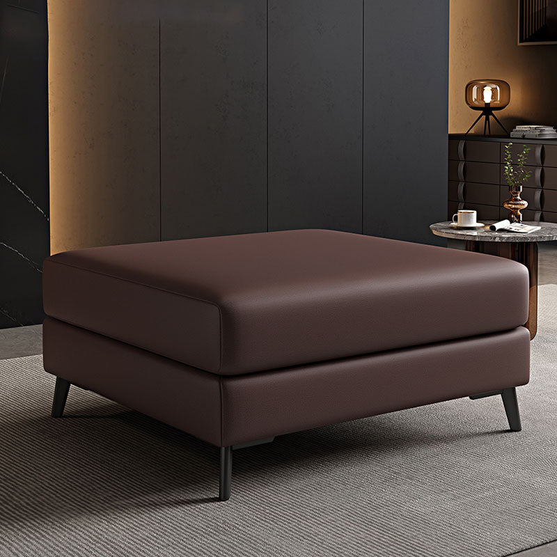 Rectangular Contemporary Ottoman Leather Foot Stool with Black Legs Khaki 1 Piece Clearhalo 'furn' 'furn_ottomans_poufs' 'Furniture' 'Living Room Furniture' 'Ottomans & Poufs' 'ottomans_poufs' 6572360