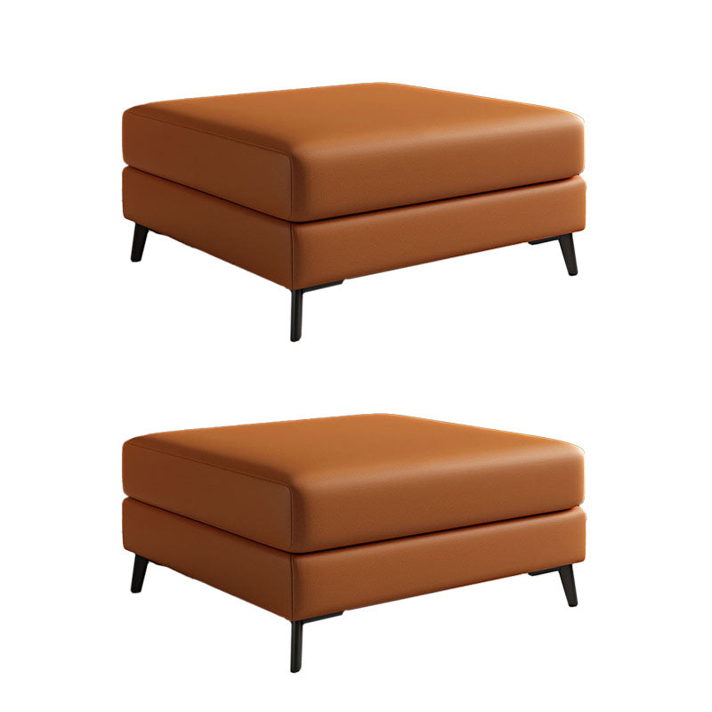 Rectangular Contemporary Ottoman Leather Foot Stool with Black Legs Orange 2 Piece Set Clearhalo 'furn' 'furn_ottomans_poufs' 'Furniture' 'Living Room Furniture' 'Ottomans & Poufs' 'ottomans_poufs' 6572361