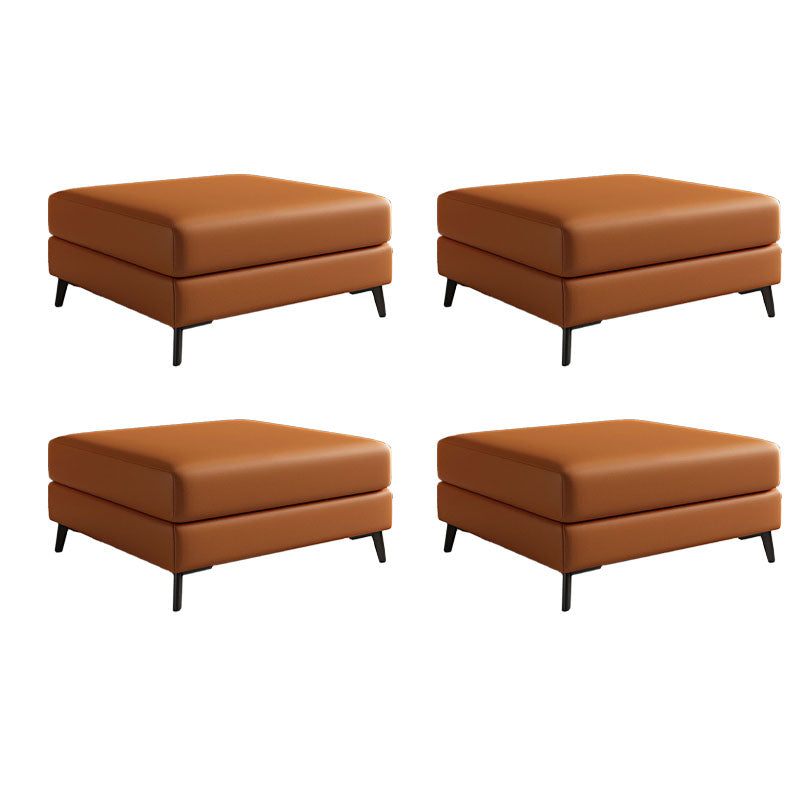 Rectangular Contemporary Ottoman Leather Foot Stool with Black Legs Orange 4 Piece Set Clearhalo 'furn' 'furn_ottomans_poufs' 'Furniture' 'Living Room Furniture' 'Ottomans & Poufs' 'ottomans_poufs' 6572362