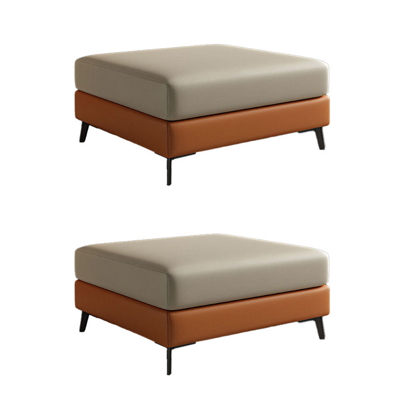 Rectangular Contemporary Ottoman Leather Foot Stool with Black Legs Orange Yellow 2 Piece Set Clearhalo 'furn' 'furn_ottomans_poufs' 'Furniture' 'Living Room Furniture' 'Ottomans & Poufs' 'ottomans_poufs' 6572365