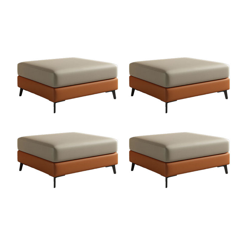Rectangular Contemporary Ottoman Leather Foot Stool with Black Legs Orange Yellow 4 Piece Set Clearhalo 'furn' 'furn_ottomans_poufs' 'Furniture' 'Living Room Furniture' 'Ottomans & Poufs' 'ottomans_poufs' 6572367