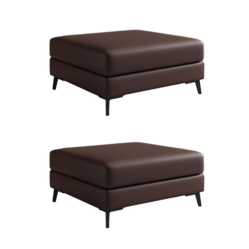 Rectangular Contemporary Ottoman Leather Foot Stool with Black Legs Khaki 2 Piece Set Clearhalo 'furn' 'furn_ottomans_poufs' 'Furniture' 'Living Room Furniture' 'Ottomans & Poufs' 'ottomans_poufs' 6572368