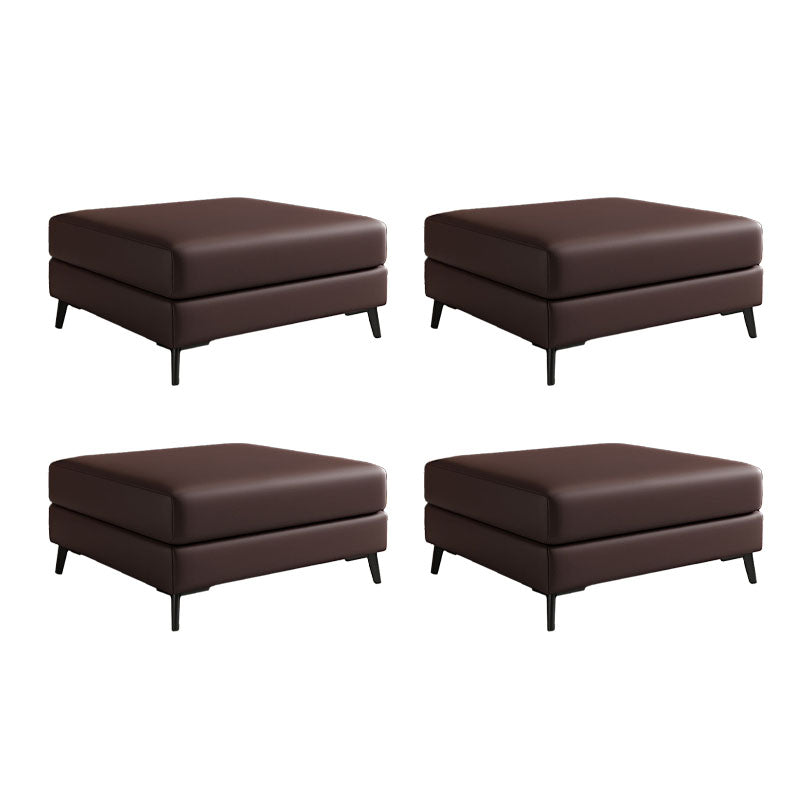 Rectangular Contemporary Ottoman Leather Foot Stool with Black Legs Khaki 4 Piece Set Clearhalo 'furn' 'furn_ottomans_poufs' 'Furniture' 'Living Room Furniture' 'Ottomans & Poufs' 'ottomans_poufs' 6572370