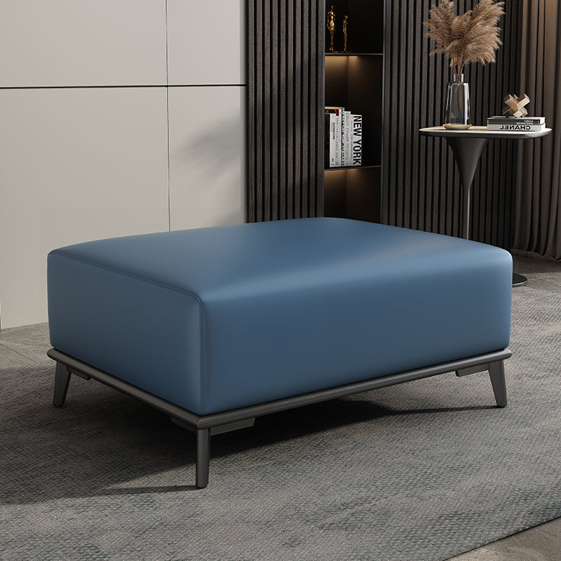 Home Contemporary Rectangular Ottoman Leather Foot Stool with Legs Blue 1 Piece Clearhalo 'furn' 'furn_ottomans_poufs' 'Furniture' 'Living Room Furniture' 'Ottomans & Poufs' 'ottomans_poufs' 6572386