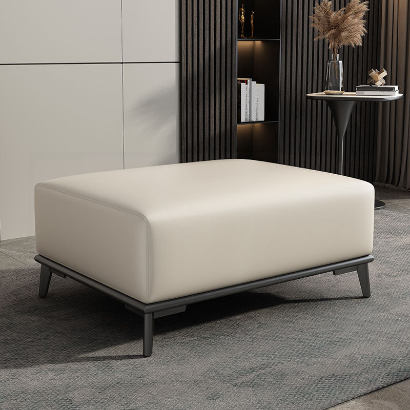 Home Contemporary Rectangular Ottoman Leather Foot Stool with Legs 31.5"L x 24"W x 16"H Beige 1 Piece Clearhalo 'furn' 'furn_ottomans_poufs' 'Furniture' 'Living Room Furniture' 'Ottomans & Poufs' 'ottomans_poufs' 6572388