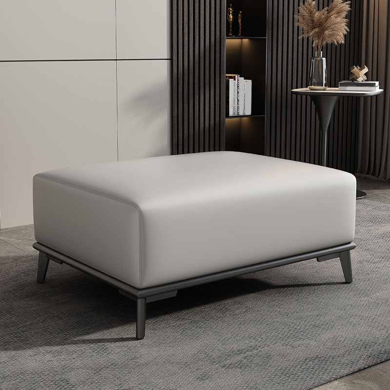 Home Contemporary Rectangular Ottoman Leather Foot Stool with Legs Light Gray 1 Piece Clearhalo 'furn' 'furn_ottomans_poufs' 'Furniture' 'Living Room Furniture' 'Ottomans & Poufs' 'ottomans_poufs' 6572390