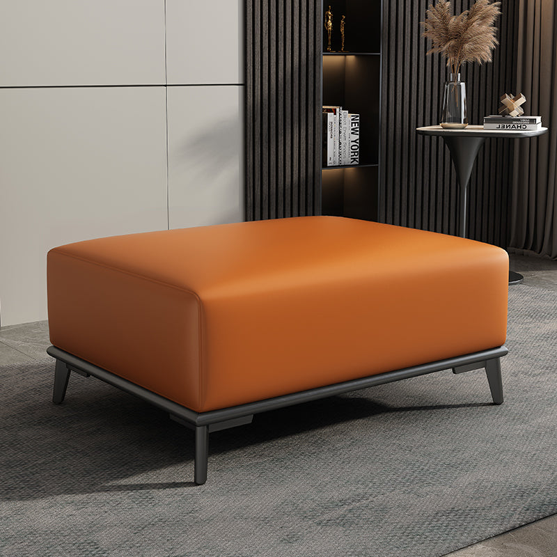 Home Contemporary Rectangular Ottoman Leather Foot Stool with Legs 31.5"L x 24"W x 16"H Orange 1 Piece Clearhalo 'furn' 'furn_ottomans_poufs' 'Furniture' 'Living Room Furniture' 'Ottomans & Poufs' 'ottomans_poufs' 6572391