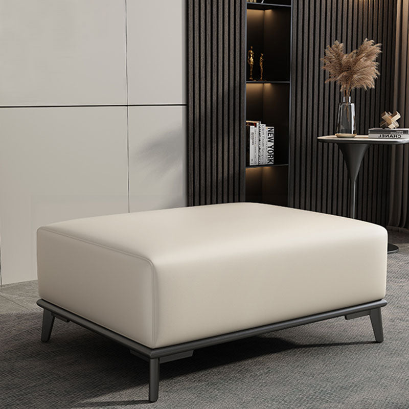 Home Contemporary Rectangular Ottoman Leather Foot Stool with Legs 35"L x 28"W x 16"H Beige 1 Piece Clearhalo 'furn' 'furn_ottomans_poufs' 'Furniture' 'Living Room Furniture' 'Ottomans & Poufs' 'ottomans_poufs' 6572392