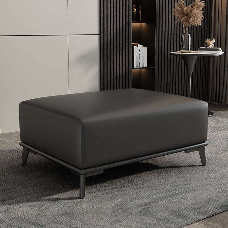 Home Contemporary Rectangular Ottoman Leather Foot Stool with Legs Black 1 Piece Clearhalo 'furn' 'furn_ottomans_poufs' 'Furniture' 'Living Room Furniture' 'Ottomans & Poufs' 'ottomans_poufs' 6572393