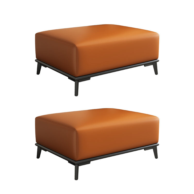 Home Contemporary Rectangular Ottoman Leather Foot Stool with Legs 31.5"L x 24"W x 16"H Orange 2 Piece Set Clearhalo 'furn' 'furn_ottomans_poufs' 'Furniture' 'Living Room Furniture' 'Ottomans & Poufs' 'ottomans_poufs' 6572397