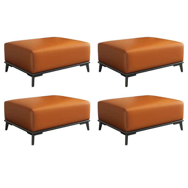 Home Contemporary Rectangular Ottoman Leather Foot Stool with Legs 31.5"L x 24"W x 16"H Orange 4 Piece Set Clearhalo 'furn' 'furn_ottomans_poufs' 'Furniture' 'Living Room Furniture' 'Ottomans & Poufs' 'ottomans_poufs' 6572400