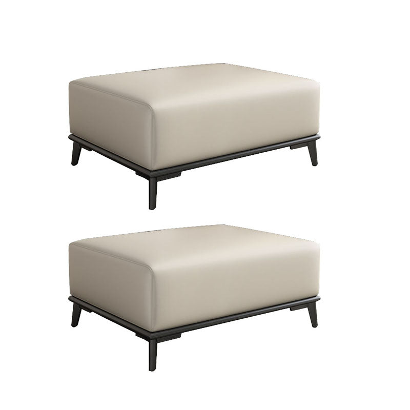 Home Contemporary Rectangular Ottoman Leather Foot Stool with Legs Beige 2 Piece Set Clearhalo 'furn' 'furn_ottomans_poufs' 'Furniture' 'Living Room Furniture' 'Ottomans & Poufs' 'ottomans_poufs' 6572410