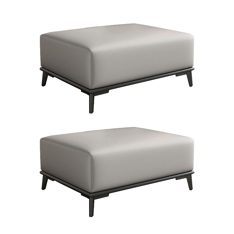 Home Contemporary Rectangular Ottoman Leather Foot Stool with Legs Light Gray 2 Piece Set Clearhalo 'furn' 'furn_ottomans_poufs' 'Furniture' 'Living Room Furniture' 'Ottomans & Poufs' 'ottomans_poufs' 6572412