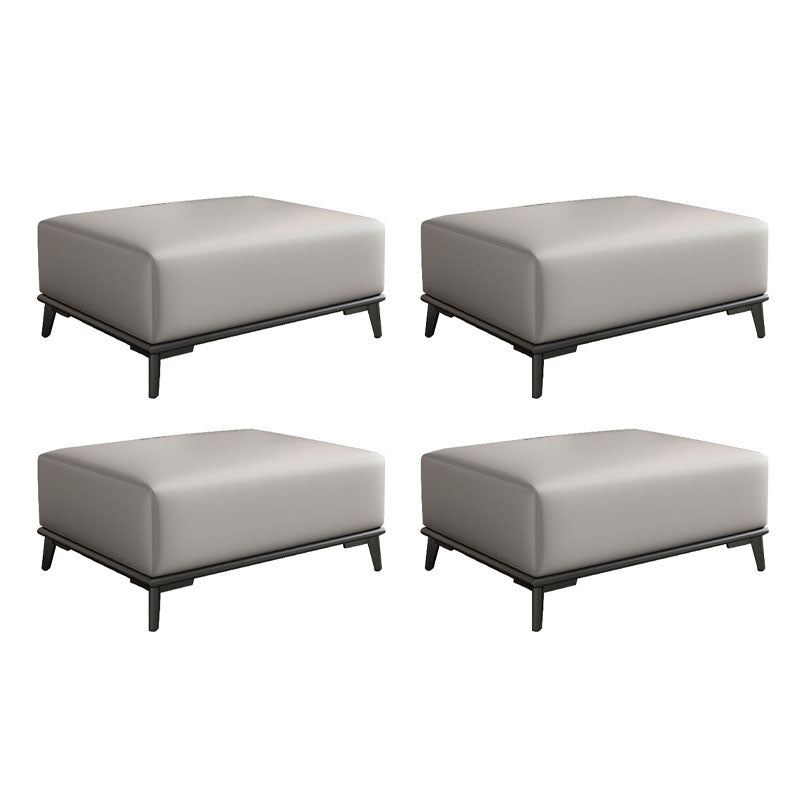 Home Contemporary Rectangular Ottoman Leather Foot Stool with Legs Light Gray 4 Piece Set Clearhalo 'furn' 'furn_ottomans_poufs' 'Furniture' 'Living Room Furniture' 'Ottomans & Poufs' 'ottomans_poufs' 6572413