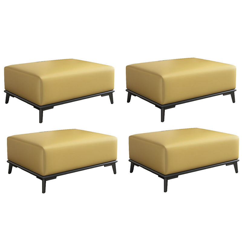 Home Contemporary Rectangular Ottoman Leather Foot Stool with Legs Yellow 4 Piece Set Clearhalo 'furn' 'furn_ottomans_poufs' 'Furniture' 'Living Room Furniture' 'Ottomans & Poufs' 'ottomans_poufs' 6572415