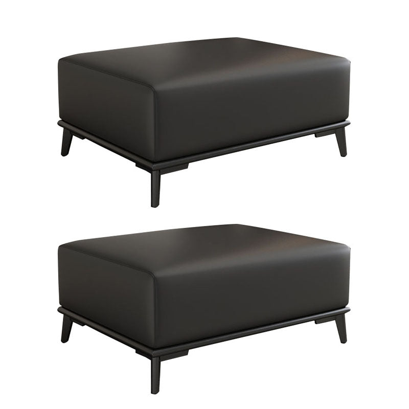 Home Contemporary Rectangular Ottoman Leather Foot Stool with Legs Black 2 Piece Set Clearhalo 'furn' 'furn_ottomans_poufs' 'Furniture' 'Living Room Furniture' 'Ottomans & Poufs' 'ottomans_poufs' 6572416