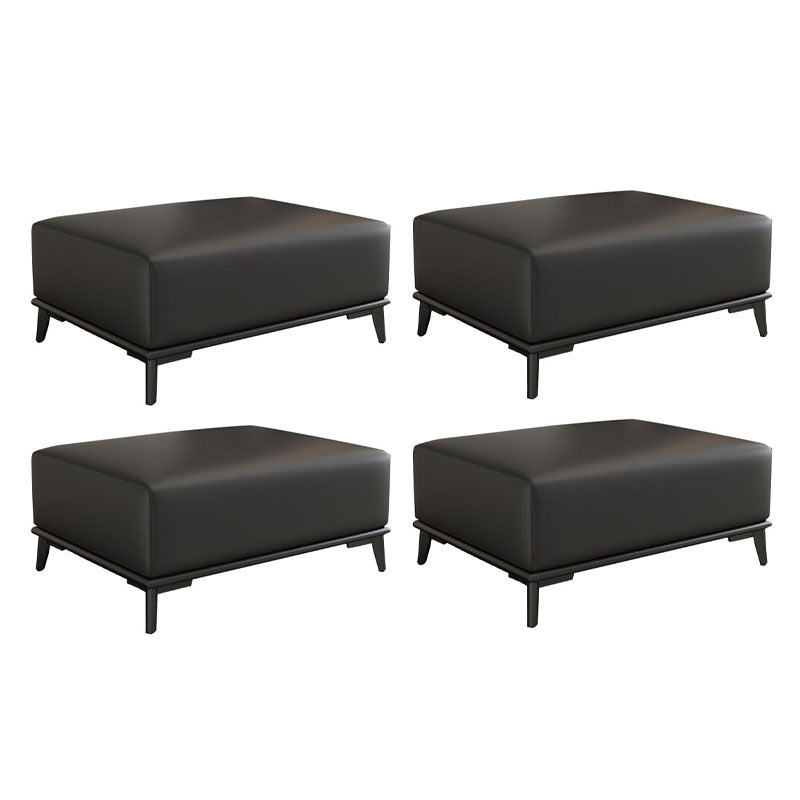 Home Contemporary Rectangular Ottoman Leather Foot Stool with Legs Black 4 Piece Set Clearhalo 'furn' 'furn_ottomans_poufs' 'Furniture' 'Living Room Furniture' 'Ottomans & Poufs' 'ottomans_poufs' 6572417
