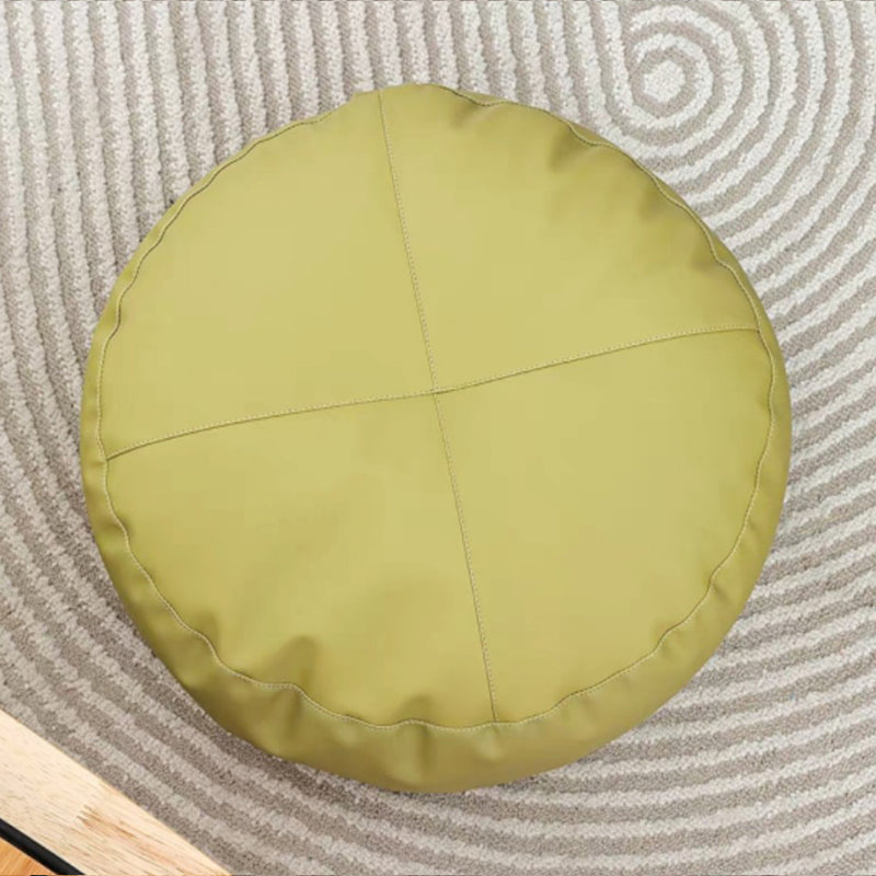 Modern Pouf Ottoman PU Leather Upholstered Tufted Solid Color Round Ottoman Green 1 Piece Clearhalo 'furn' 'furn_ottomans_poufs' 'Furniture' 'Living Room Furniture' 'Ottomans & Poufs' 'ottomans_poufs' 6572426