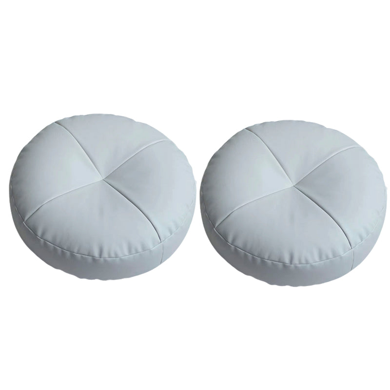 Modern Pouf Ottoman PU Leather Upholstered Tufted Solid Color Round Ottoman Light Gray 2 Piece Set Clearhalo 'furn' 'furn_ottomans_poufs' 'Furniture' 'Living Room Furniture' 'Ottomans & Poufs' 'ottomans_poufs' 6572436