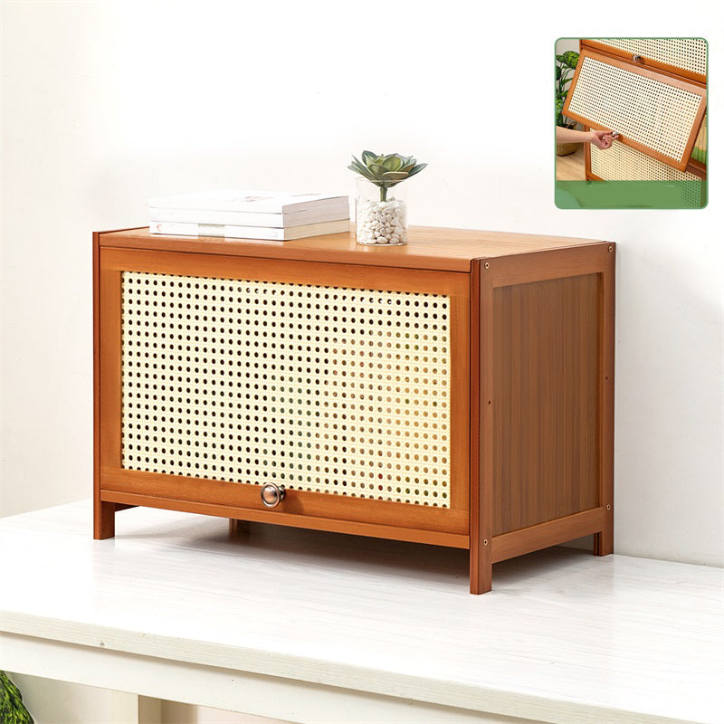 Contemporary Simple Rectangular Bamboo Cabinet with Doors in Brone 23.6"L x 12.6"W x 15.7"H Clearhalo 'Cabinets & Chests' 'cabinets_chests' 'furn' 'furn_cabinets_chests' 'Furniture' 'Living Room Furniture' 6574185