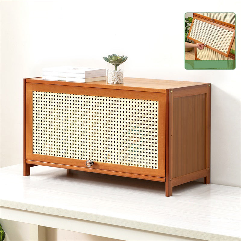 Contemporary Simple Rectangular Bamboo Cabinet with Doors in Brone 27.6"L x 12.6"W x 15.7"H Clearhalo 'Cabinets & Chests' 'cabinets_chests' 'furn' 'furn_cabinets_chests' 'Furniture' 'Living Room Furniture' 6574186