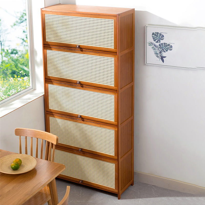 Contemporary Simple Rectangular Bamboo Cabinet with Doors in Brone Clearhalo 'Cabinets & Chests' 'cabinets_chests' 'furn' 'furn_cabinets_chests' 'Furniture' 'Living Room Furniture' 6574187