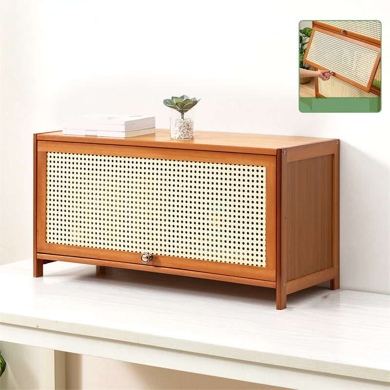 Contemporary Simple Rectangular Bamboo Cabinet with Doors in Brone 31.5"L x 12.6"W x 15.7"H Clearhalo 'Cabinets & Chests' 'cabinets_chests' 'furn' 'furn_cabinets_chests' 'Furniture' 'Living Room Furniture' 6574189