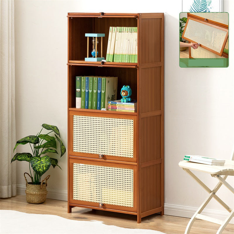 Contemporary Simple Rectangular Bamboo Cabinet with Doors in Brone 23.6"L x 12.6"W x 55.1"H Clearhalo 'Cabinets & Chests' 'cabinets_chests' 'furn' 'furn_cabinets_chests' 'Furniture' 'Living Room Furniture' 6574203