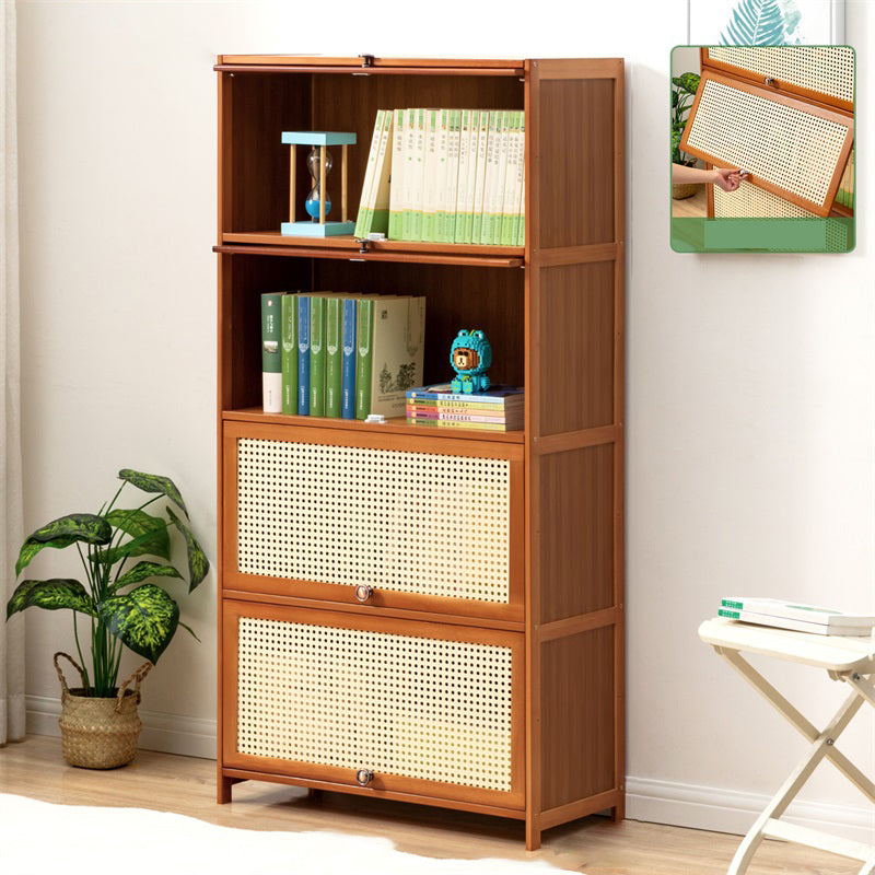 Contemporary Simple Rectangular Bamboo Cabinet with Doors in Brone 27.6"L x 12.6"W x 55.1"H Clearhalo 'Cabinets & Chests' 'cabinets_chests' 'furn' 'furn_cabinets_chests' 'Furniture' 'Living Room Furniture' 6574204