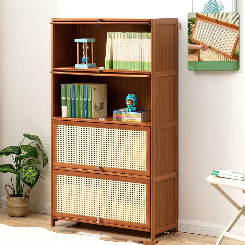 Contemporary Simple Rectangular Bamboo Cabinet with Doors in Brone 31.5"L x 12.6"W x 55.1"H Clearhalo 'Cabinets & Chests' 'cabinets_chests' 'furn' 'furn_cabinets_chests' 'Furniture' 'Living Room Furniture' 6574205