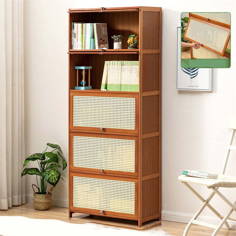 Contemporary Simple Rectangular Bamboo Cabinet with Doors in Brone 27.6"L x 12.6"W x 67.7"H Clearhalo 'Cabinets & Chests' 'cabinets_chests' 'furn' 'furn_cabinets_chests' 'Furniture' 'Living Room Furniture' 6574206