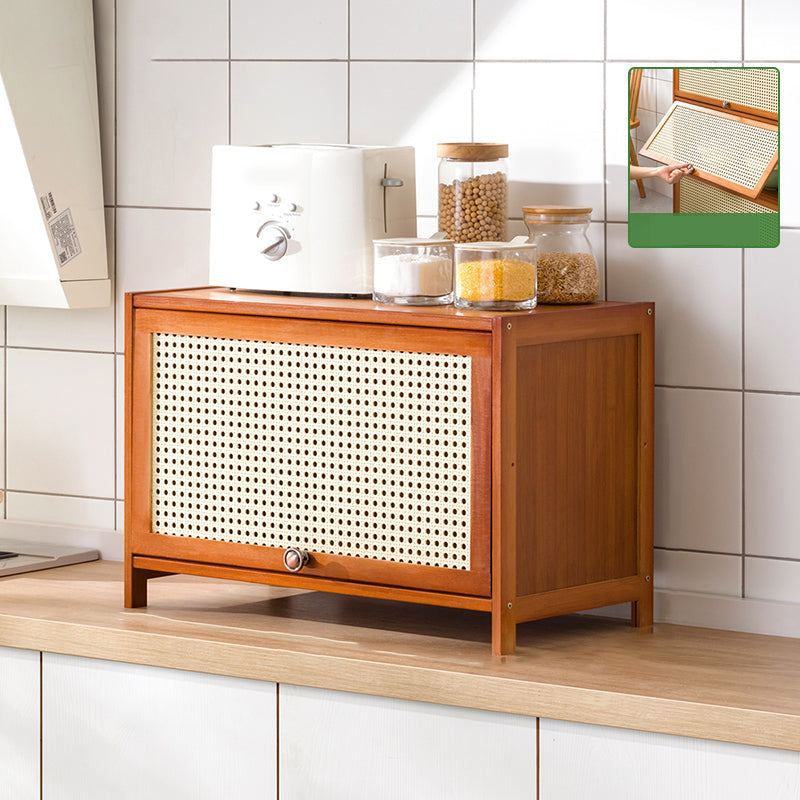 Mid-Century Modern Rectangle Cabinet with Wicker&Rattan Doors 23.6"L x 12.6"W x 15.7"H Clearhalo 'Cabinets & Chests' 'cabinets_chests' 'furn' 'furn_cabinets_chests' 'Furniture' 'Living Room Furniture' 6574224