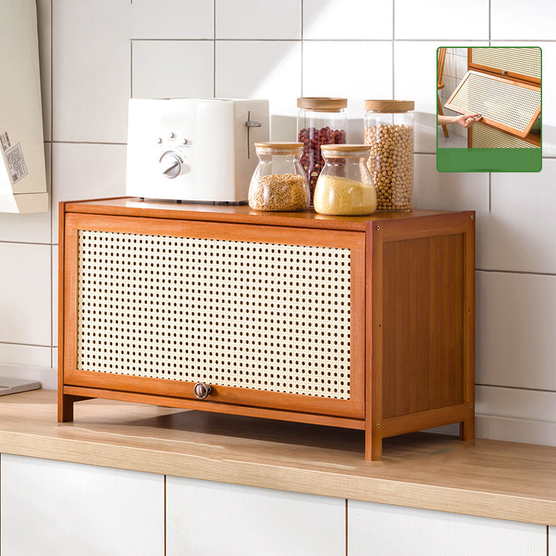 Mid-Century Modern Rectangle Cabinet with Wicker&Rattan Doors 27.6"L x 12.6"W x 15.7"H Clearhalo 'Cabinets & Chests' 'cabinets_chests' 'furn' 'furn_cabinets_chests' 'Furniture' 'Living Room Furniture' 6574225