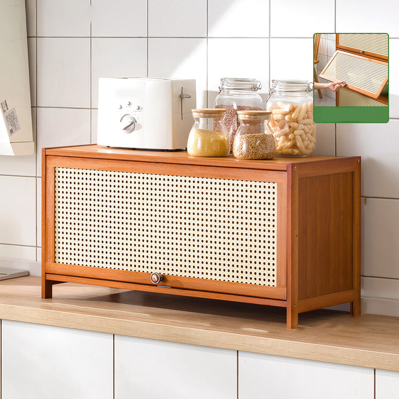 Mid-Century Modern Rectangle Cabinet with Wicker&Rattan Doors 31.5"L x 12.6"W x 15.7"H Clearhalo 'Cabinets & Chests' 'cabinets_chests' 'furn' 'furn_cabinets_chests' 'Furniture' 'Living Room Furniture' 6574227