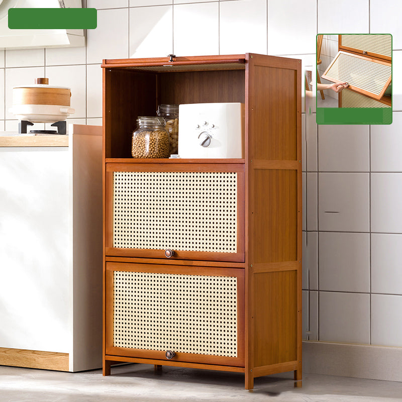 Mid-Century Modern Rectangle Cabinet with Wicker&Rattan Doors 24"L x 13"W x 41"H Clearhalo 'Cabinets & Chests' 'cabinets_chests' 'furn' 'furn_cabinets_chests' 'Furniture' 'Living Room Furniture' 6574235